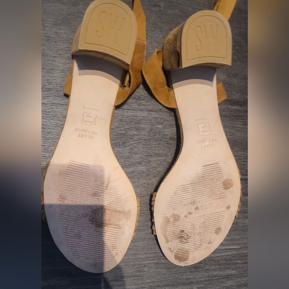Stuart Weitzman Swifty Camel Suede Wrap Sandal 8.5 - image 5